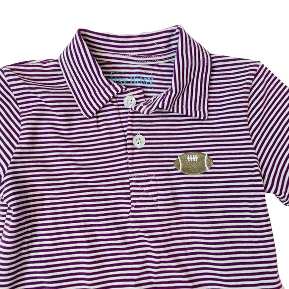 NWT 3M Itsy Bitsy Purple Stripe Football Romper - Picture 2 of 4